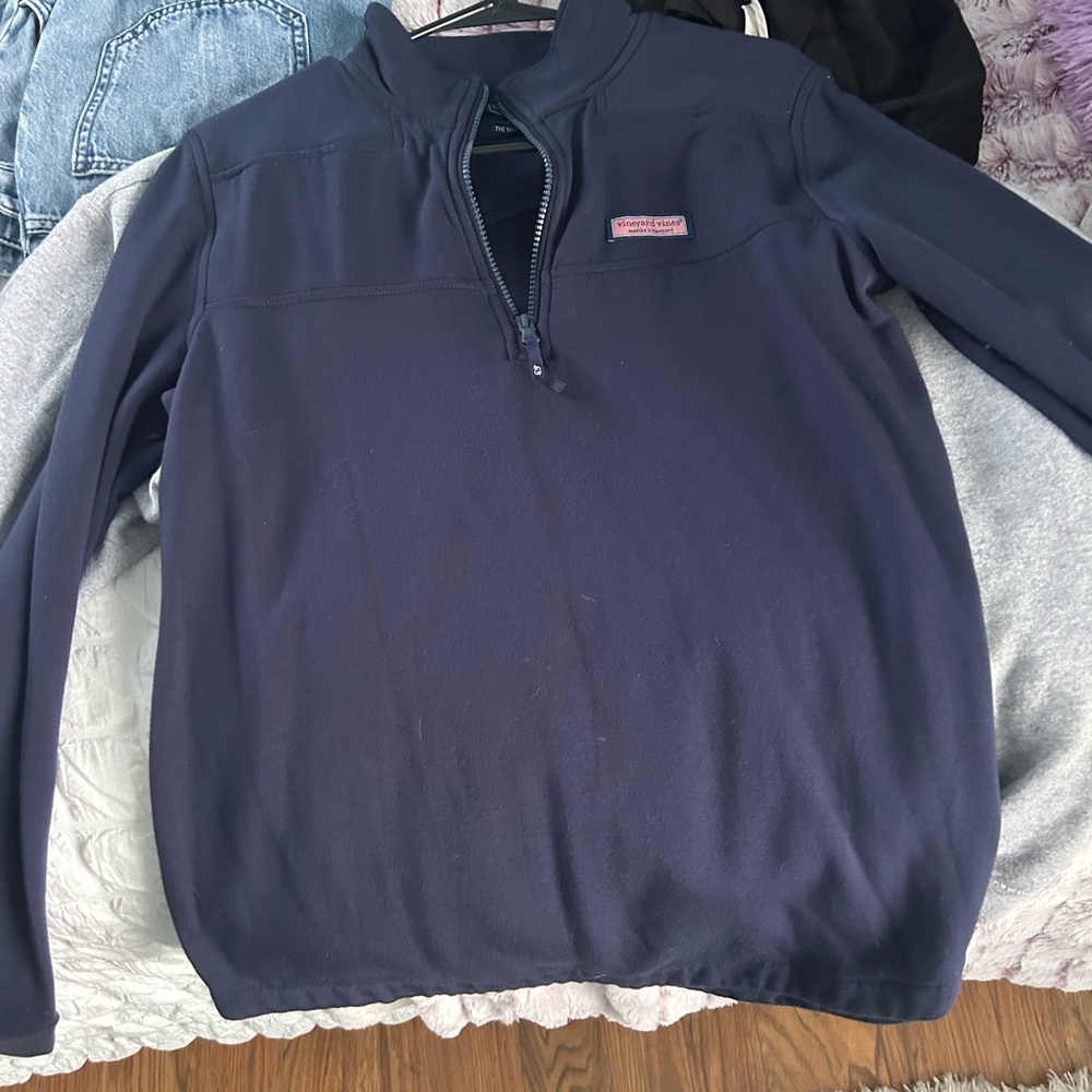 Vineyard Vines Womens Dark Blue Zip-Up Sherp shirt